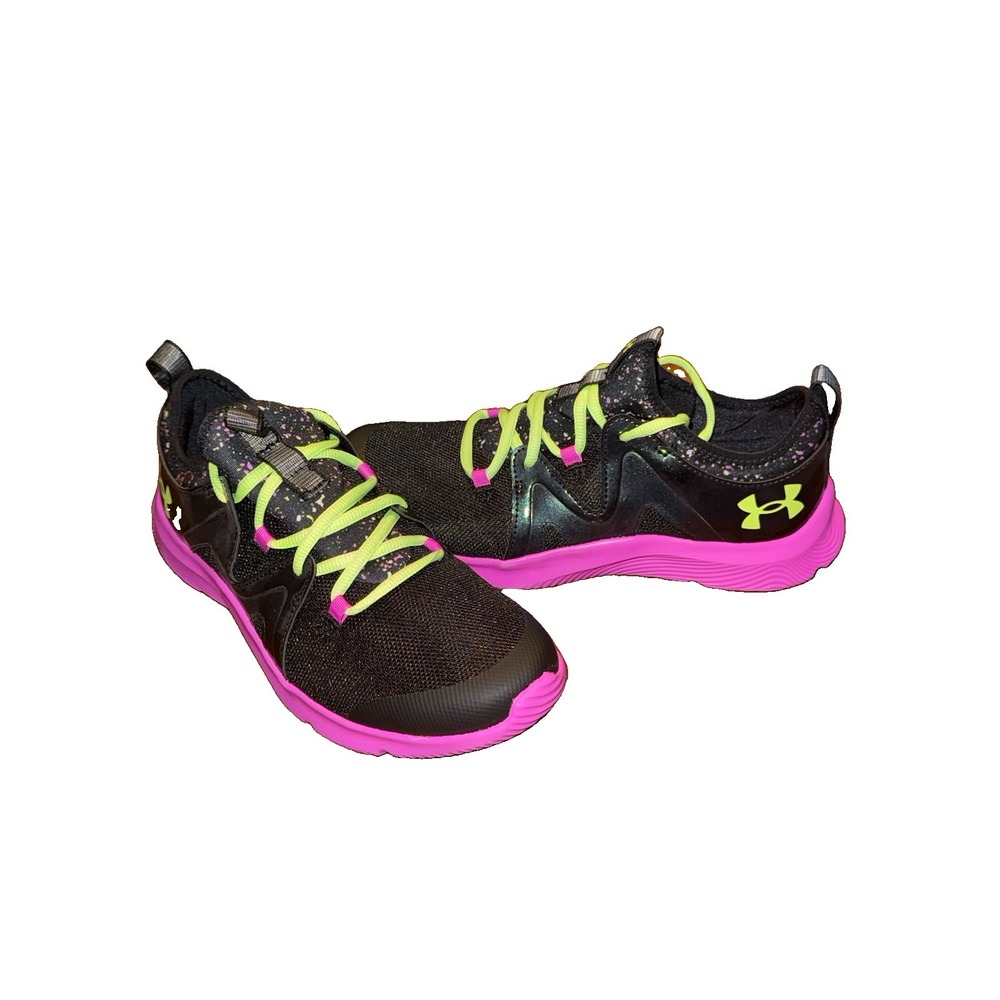 Under Armour Infinity 3.0 Girls 6Y Black Pink Green Running Shoes 3027690-002
